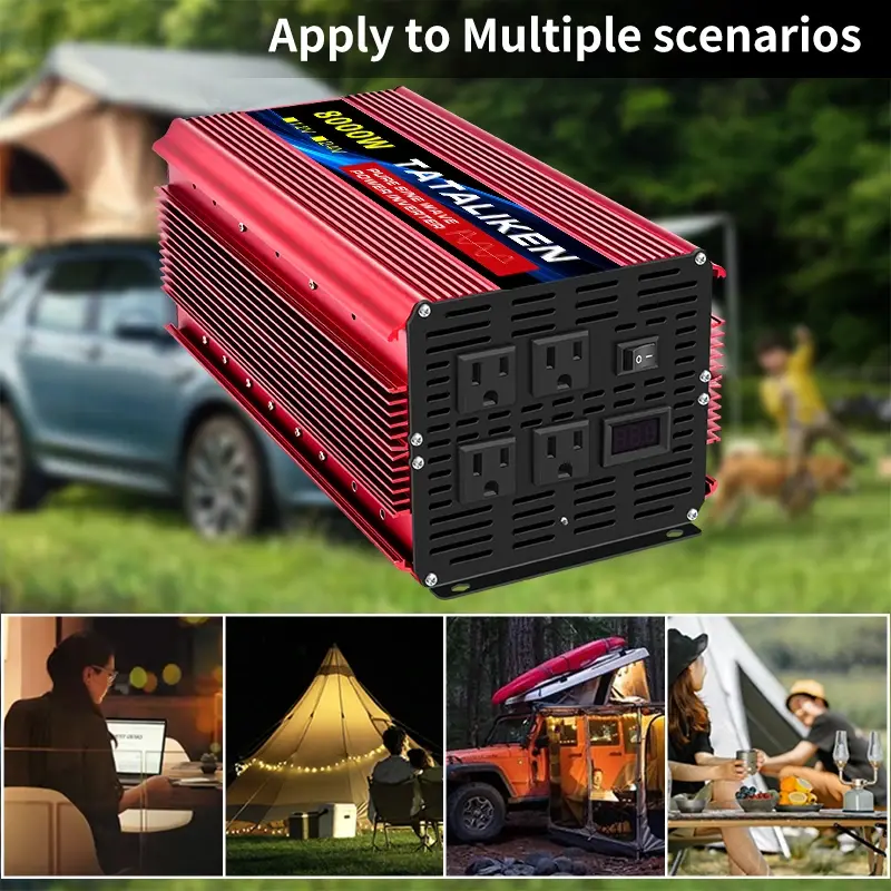 Thumbnail: 8000W Pure Sine Wave Inverters DC 12/24v to AC 110/220v 60HZ With 4 AC Outlets