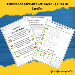 Atividades para alfabetização - Leilão de Jardim.