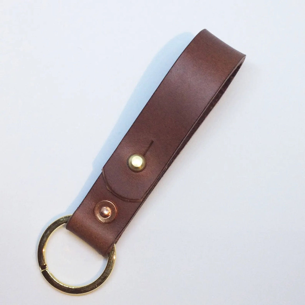 Brown Leather Split Ring Keyring