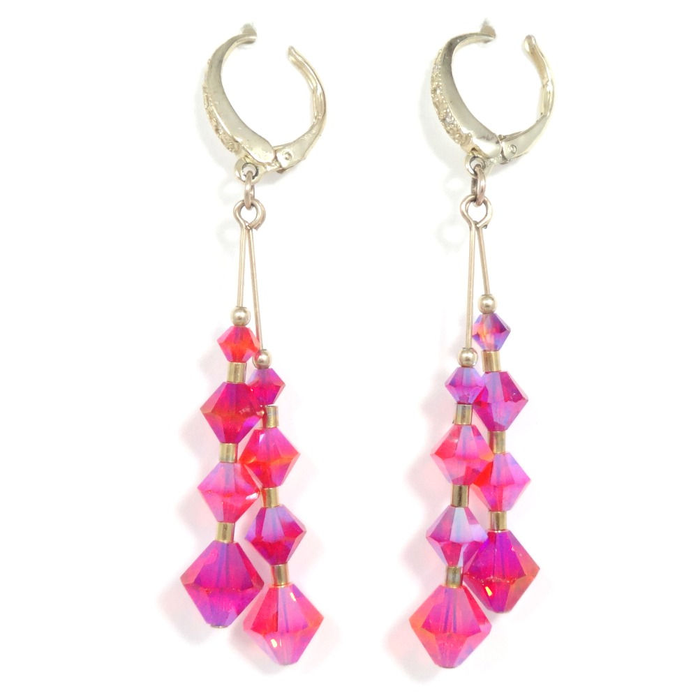 SWAROVSKI PINK "HYACYNTH" DANGLE EARRINGS
