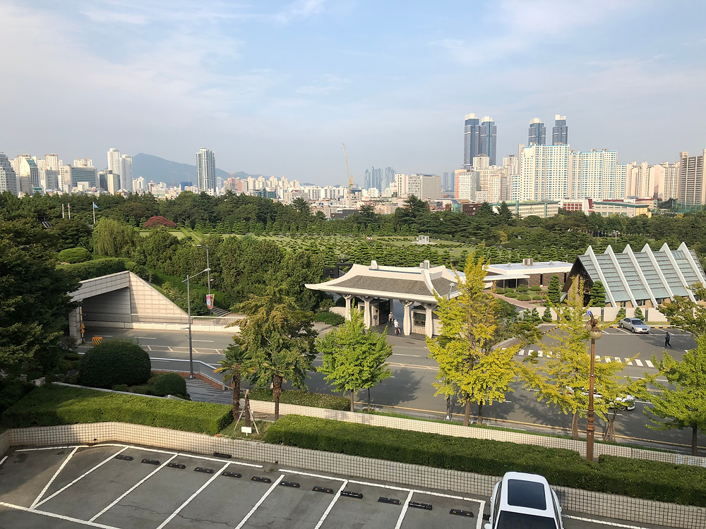 An arial view of the cemetery grounds