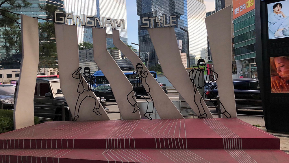 A monument to Psy and his global phenomenon song and dance, Gangnam Style