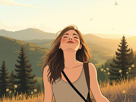 woman enjoying the outdoors away from screen time