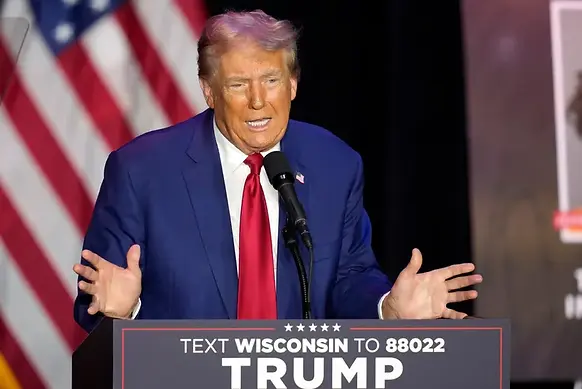 Donald Trump, shown here in 2024 brilliantly coming back around to a thing he once said about those people with falafel carts in Manhattan in 1979