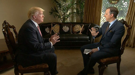 President Trump, shown here explaining to a credulous Jake Tapper where babies come from.