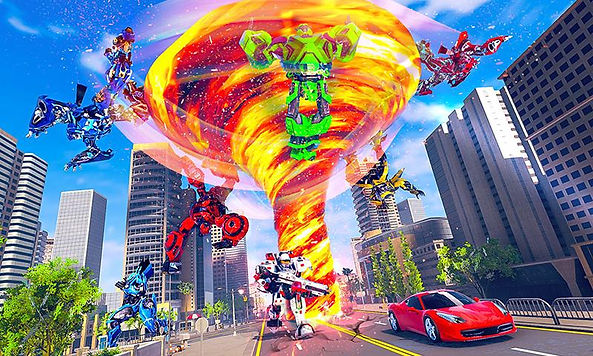 A still from the upcoming Warner Bros. Television produced Tornadobots: Origins, an animated series that will serve as the foundation of the new TCU