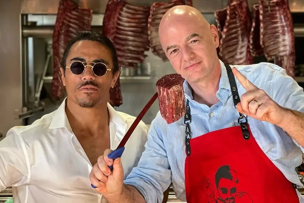 Infantino, shown here awarding Salt Bae the inaugural FIFA World's Best Beef award in 2022