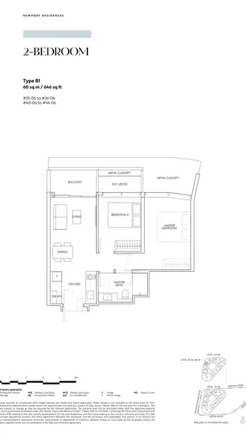 Newport Residences 2 Bedroom Type A Floor Plan
