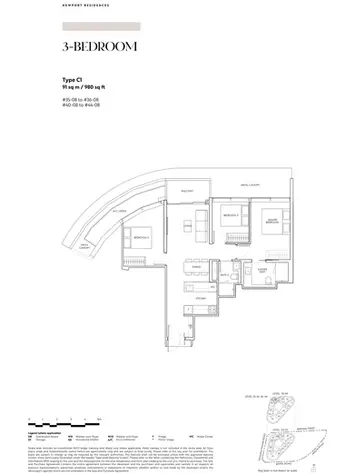 Newport Residences 3 Bedroom Floor Plan Layout
