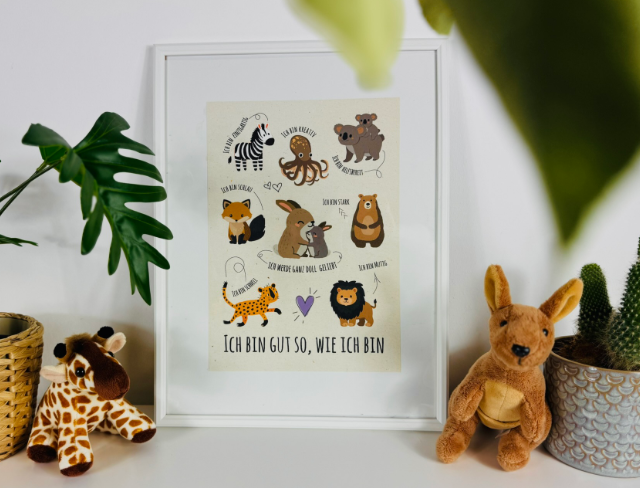 Kinder stärken mit Affirmationsposter / "Ich bin gut so, wie ich bin" / Poster für Kinderzimmer