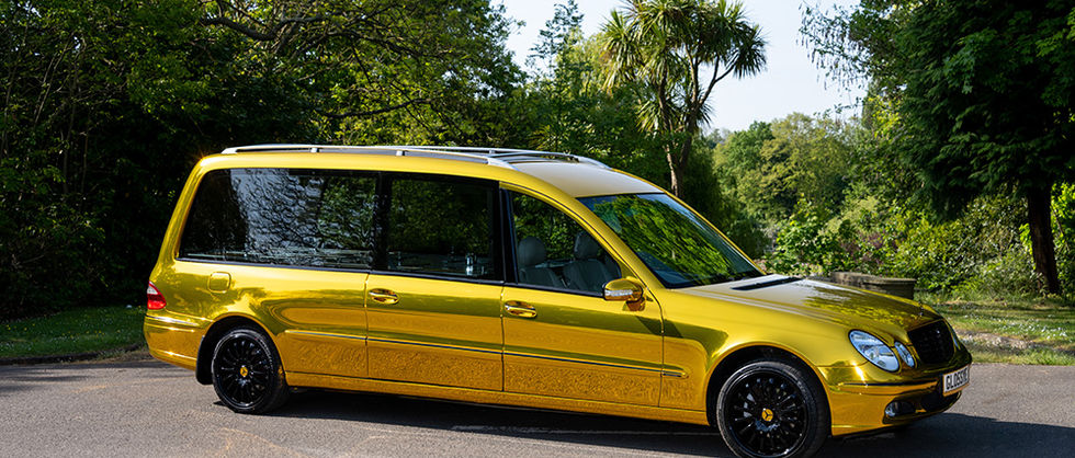 Gold Hearse Holly Lyon-Hawk Holistic Funeral Director, Kent.jpg.jpg