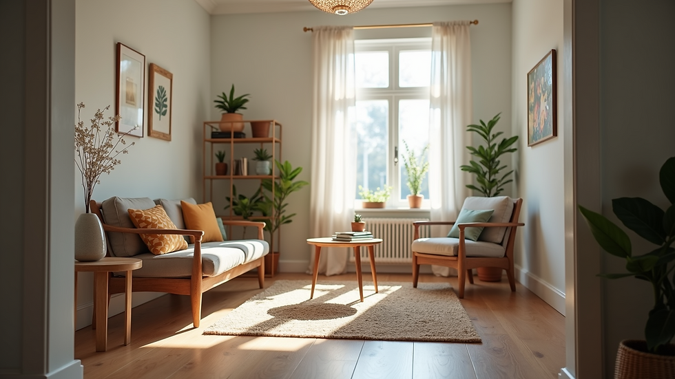Eye-level view of a cozy counseling office