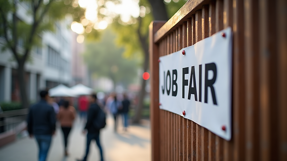 Close-up view of a job fair banner in Delhi NCR