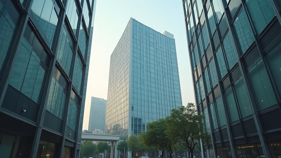 High angle view of a modern office building in Noida