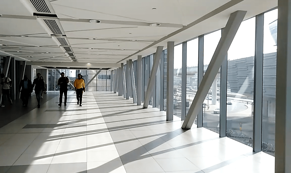 Walkway from Sky Views Observatory going to Dubai Mall