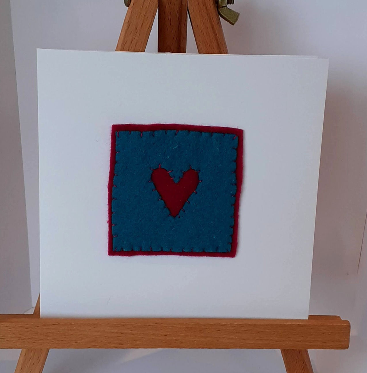 Birthday Turquoise & Pink  felt square with heart   Order OC-7