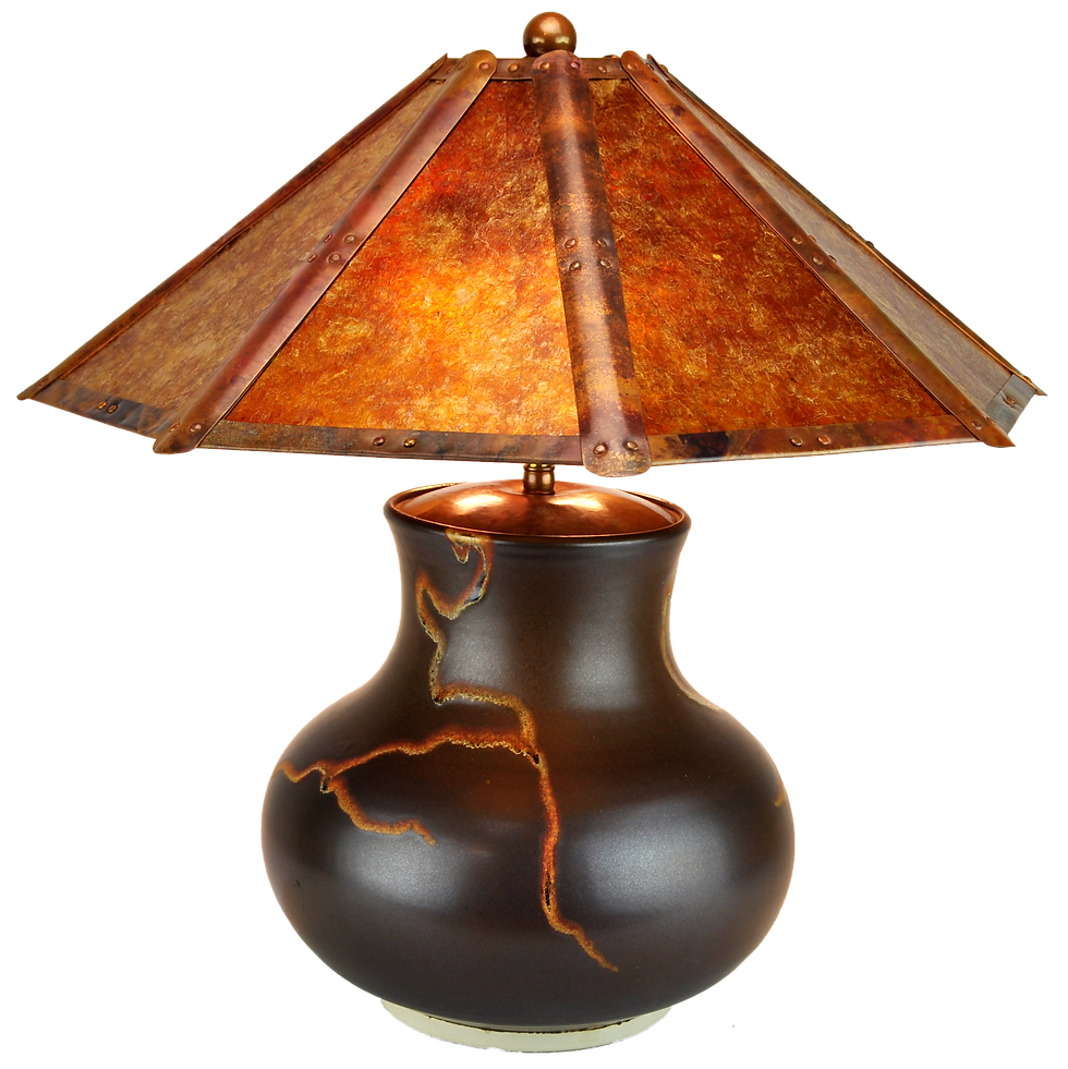 #71302 "roots" lamp w/ copper & mica shade