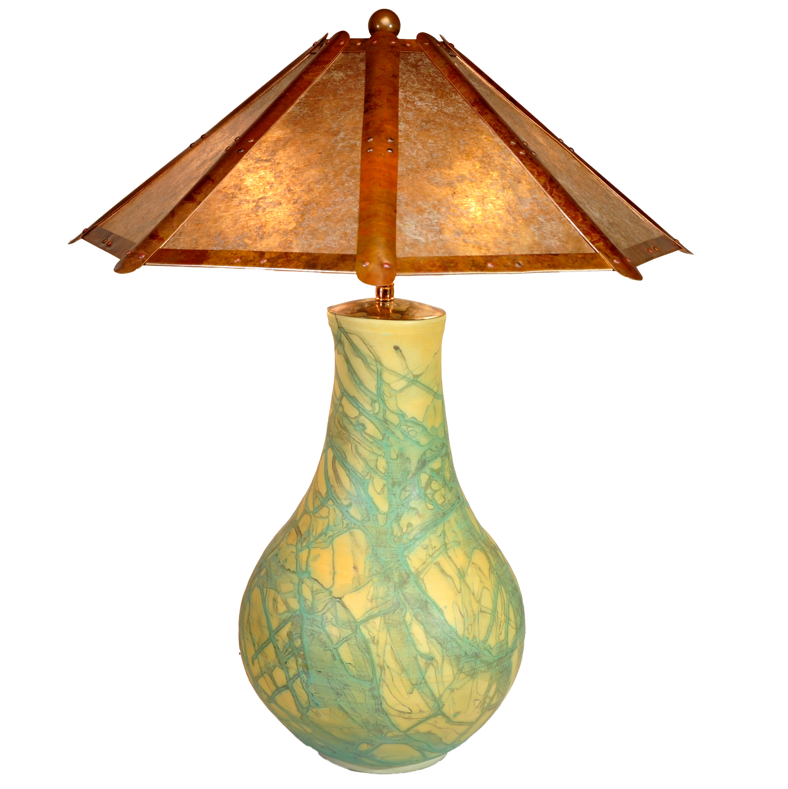 41516 "turquoise" lamp w/ clear silver mica shade