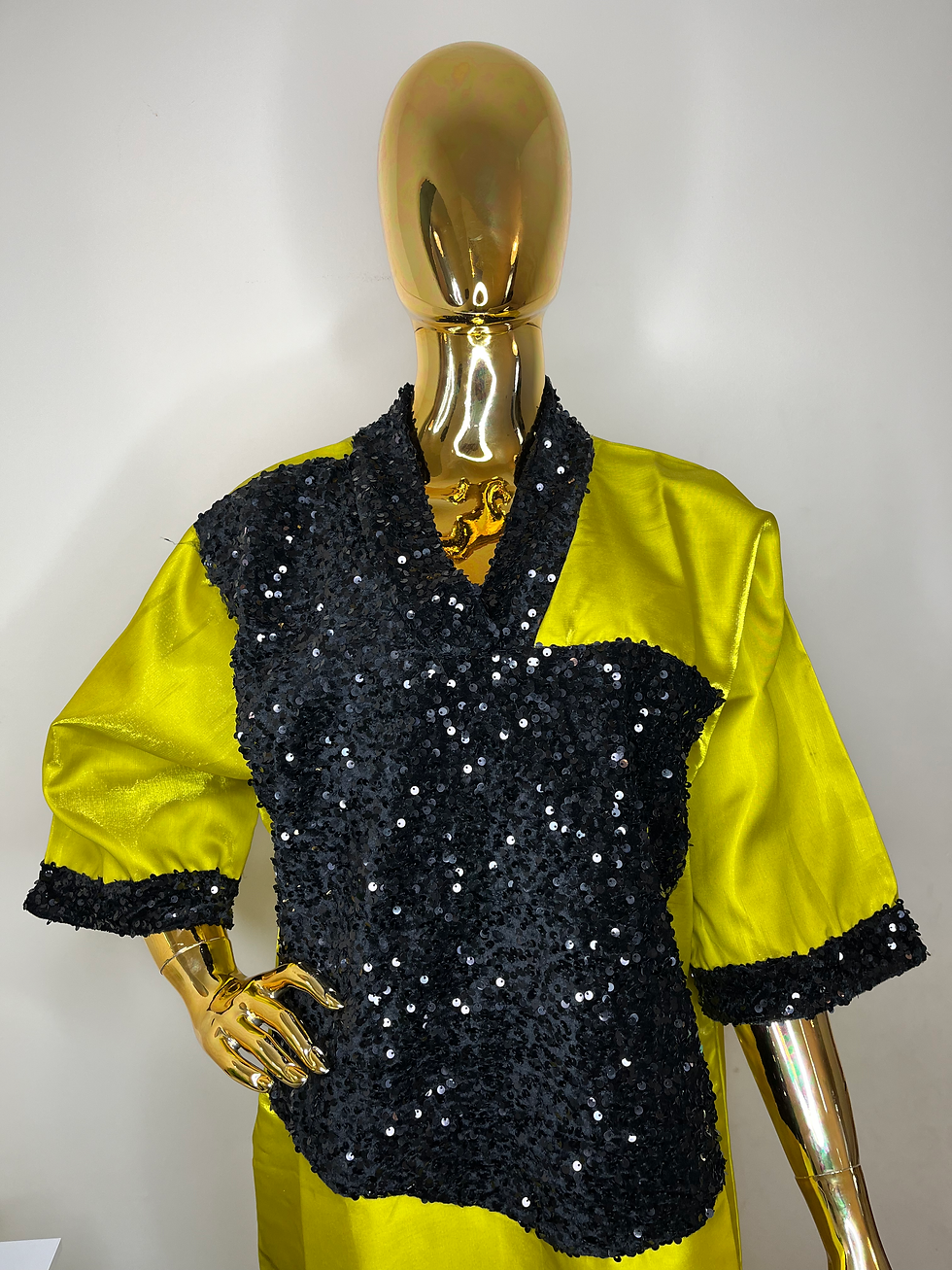 Thumbnail: Lime Green silk sequinned boubou