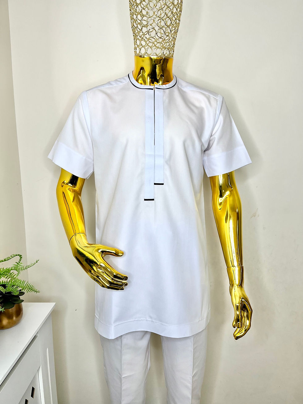 Thumbnail: White short sleeve top and trouser set