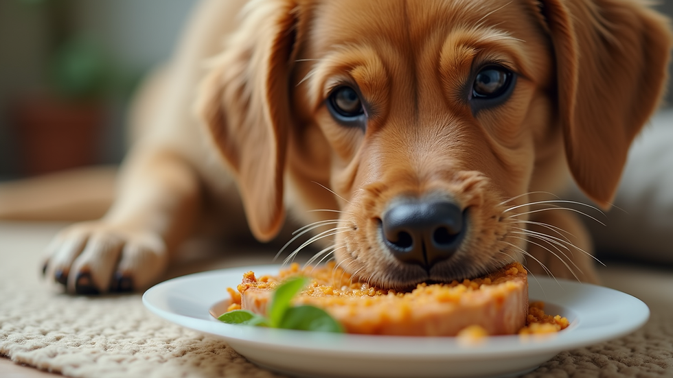 Close-up view of a healthy dog enjoying a nutritious meal
