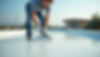 Close-up view of a silicone roof coating application