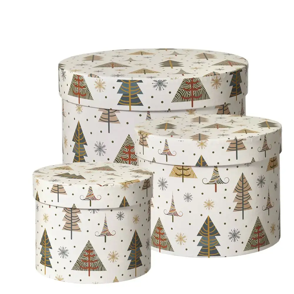 Hat box Snow Valley set of 3 lined