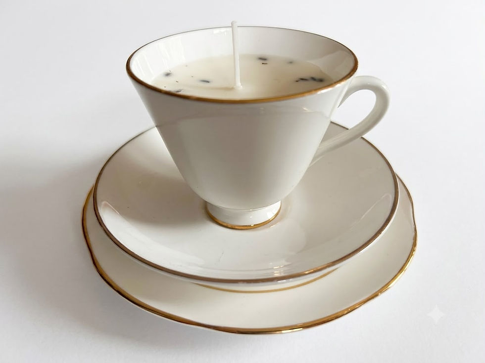 Thumbnail: Gold Trim Vintage Tea Cup and Saucers