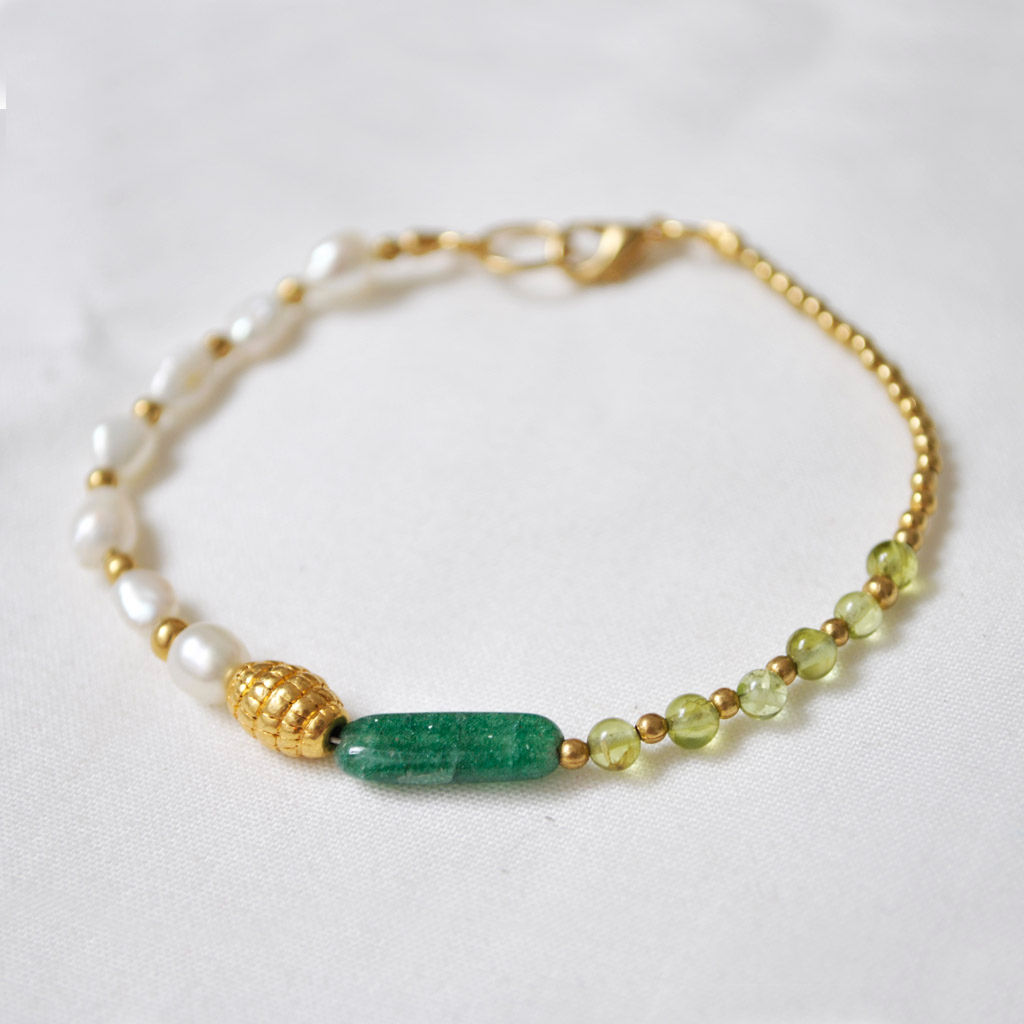 Pulsera con jadeita y perla