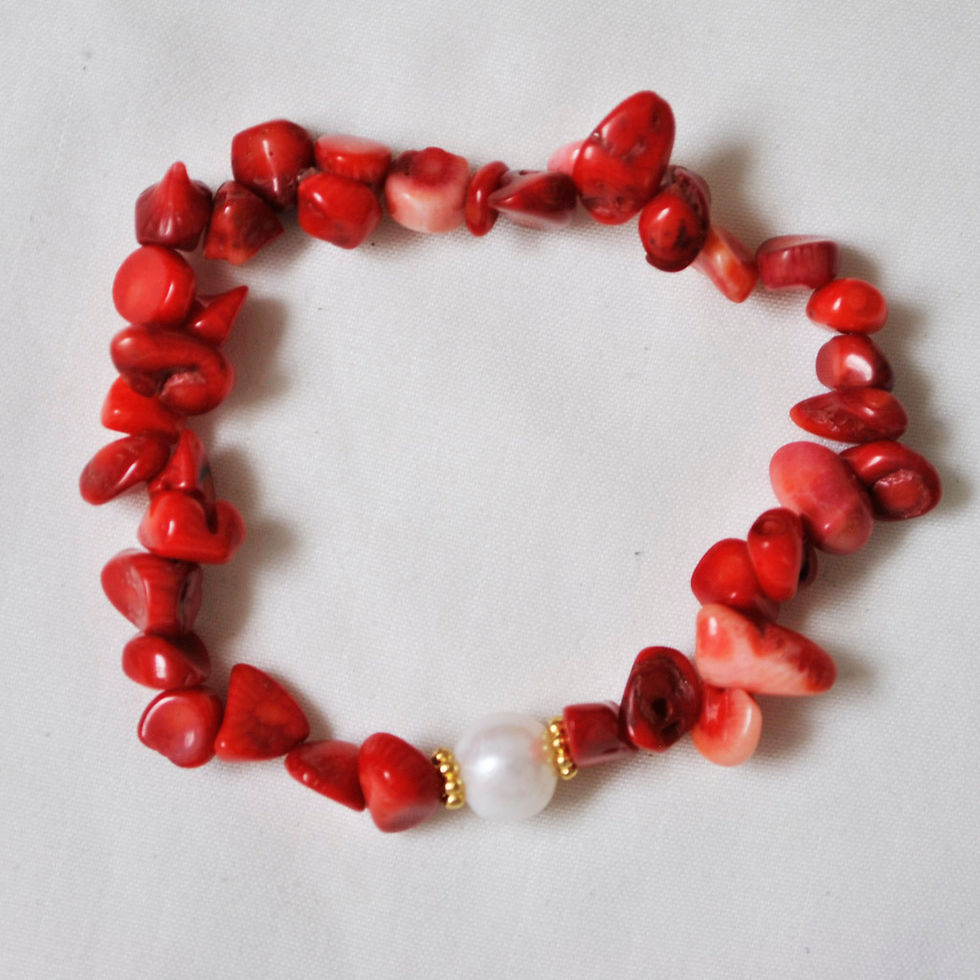Miniatura: Pulsera de coral y perla