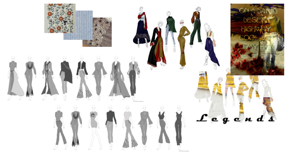 a collection of drawings of women 's clothing with the letter l on the bottom right
