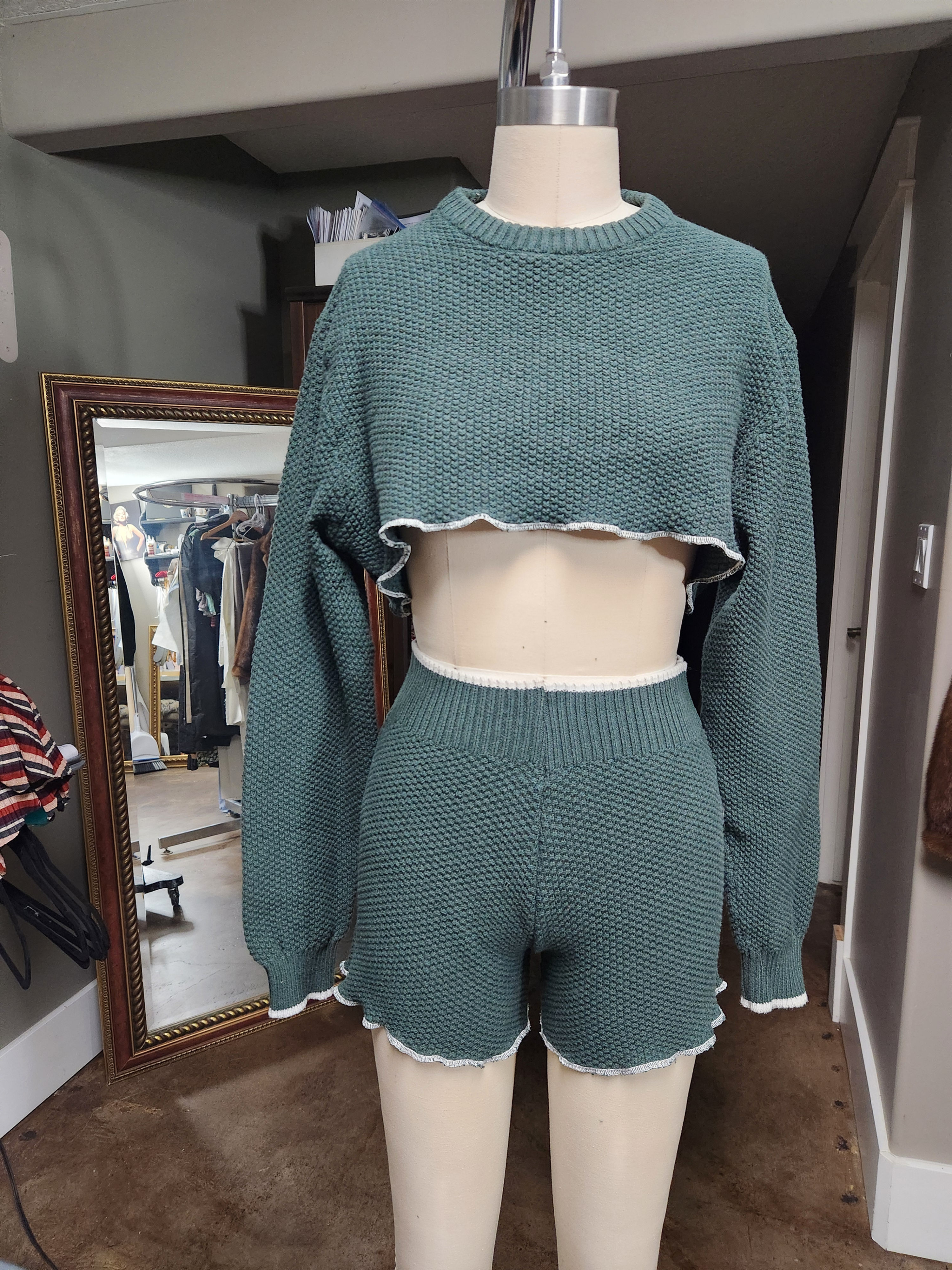 Vintage Sweater Lounge Set - Green