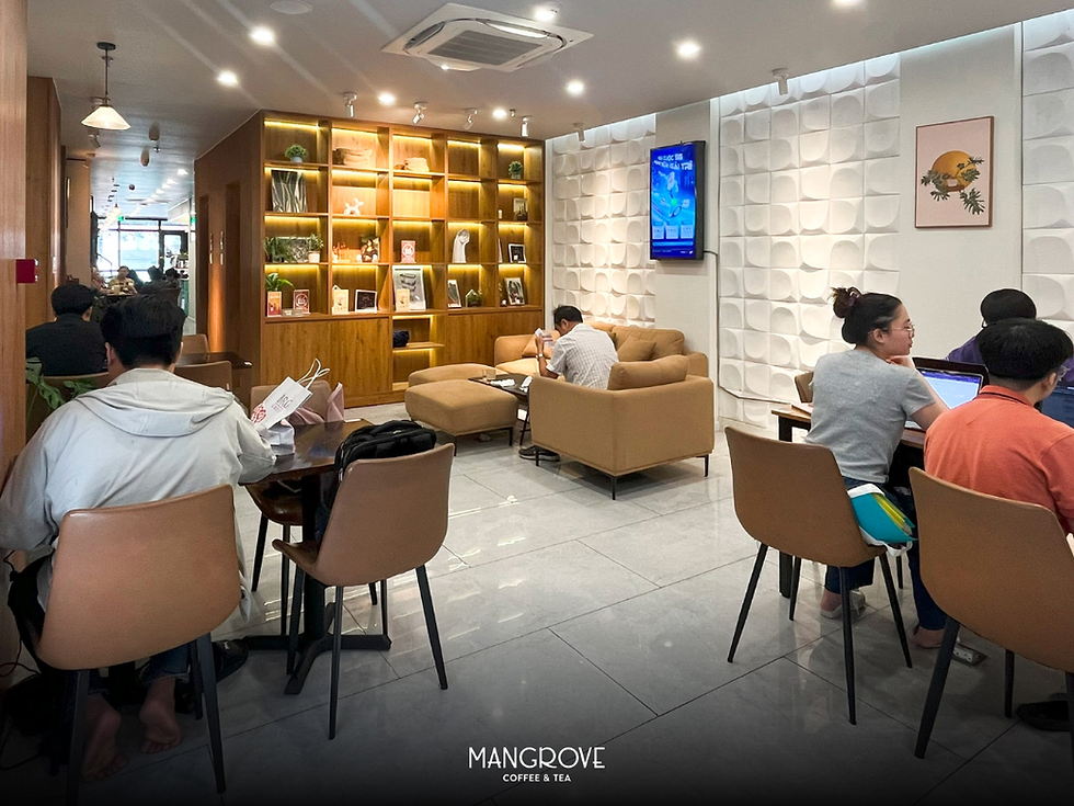 Mỗi không gian tại Mangrove Coffee & Tea đều được thiết kế tinh tế để nâng cao trải nghiệm của khách hàng.