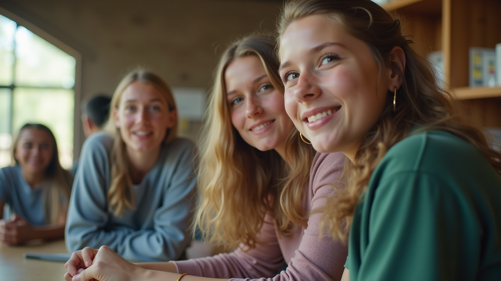 Eye-level view of a group of teens volunteering at a local nonprofit
