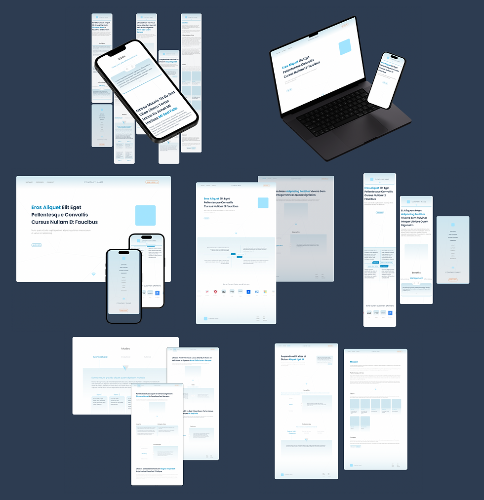 Mockups of startup website template
