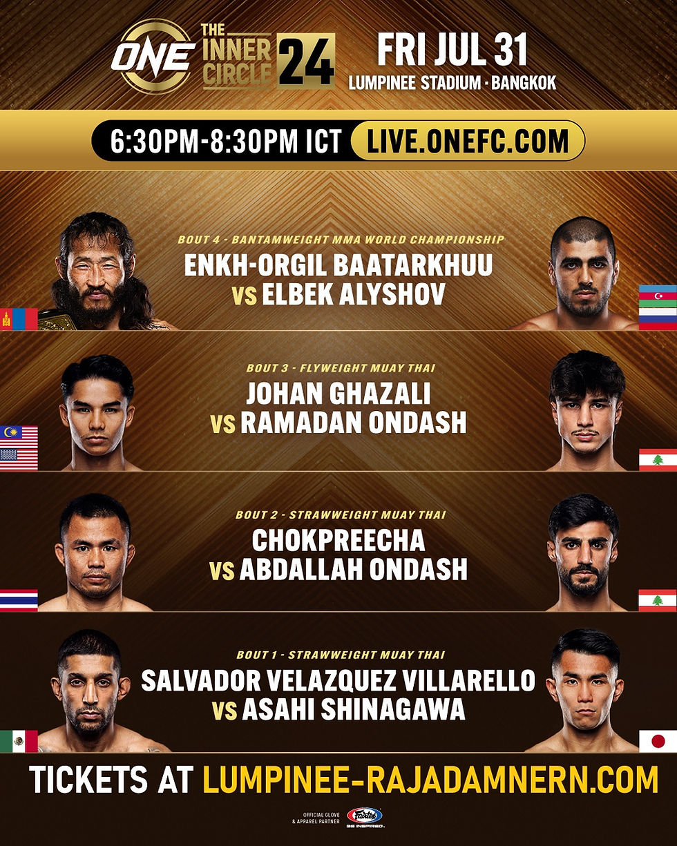 31/6/2026 - (Fri) 6.30PM Lumpinee Stadium, Bangkok ONE Friday Fights & The Inner Circle