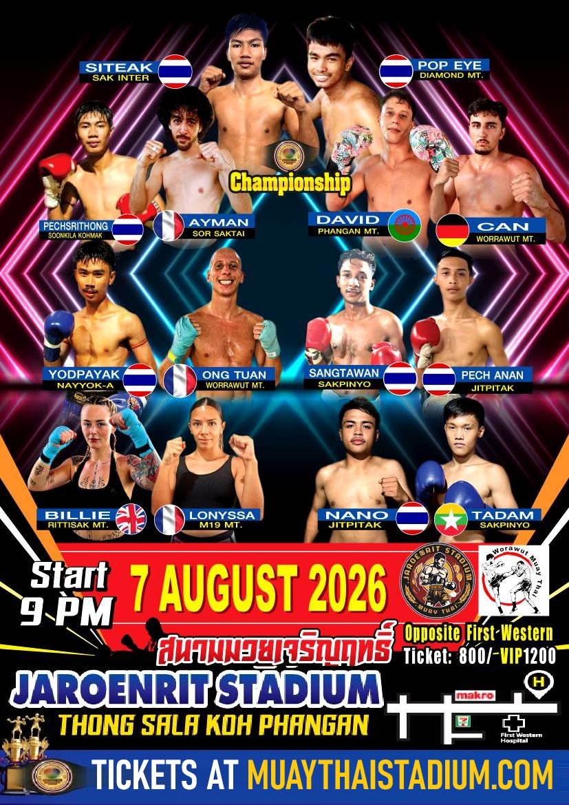 7/8/2026 - Jareonrit Muay Thai Stadium Koh Phangan.