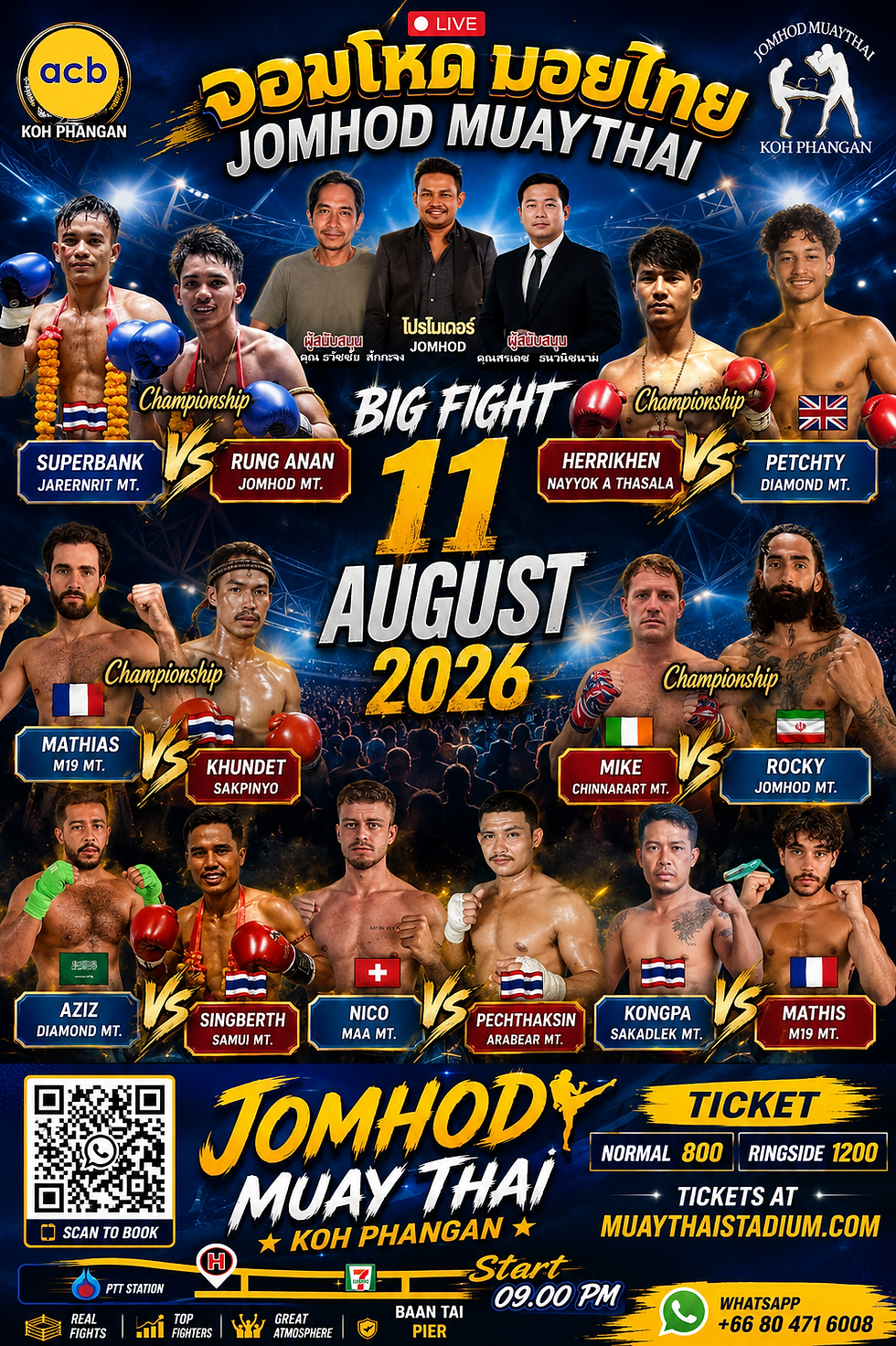 11/8/2026 - Jomhod Muay Thai Koh Phagnan, Tickets For Koh Phangan Fight Night