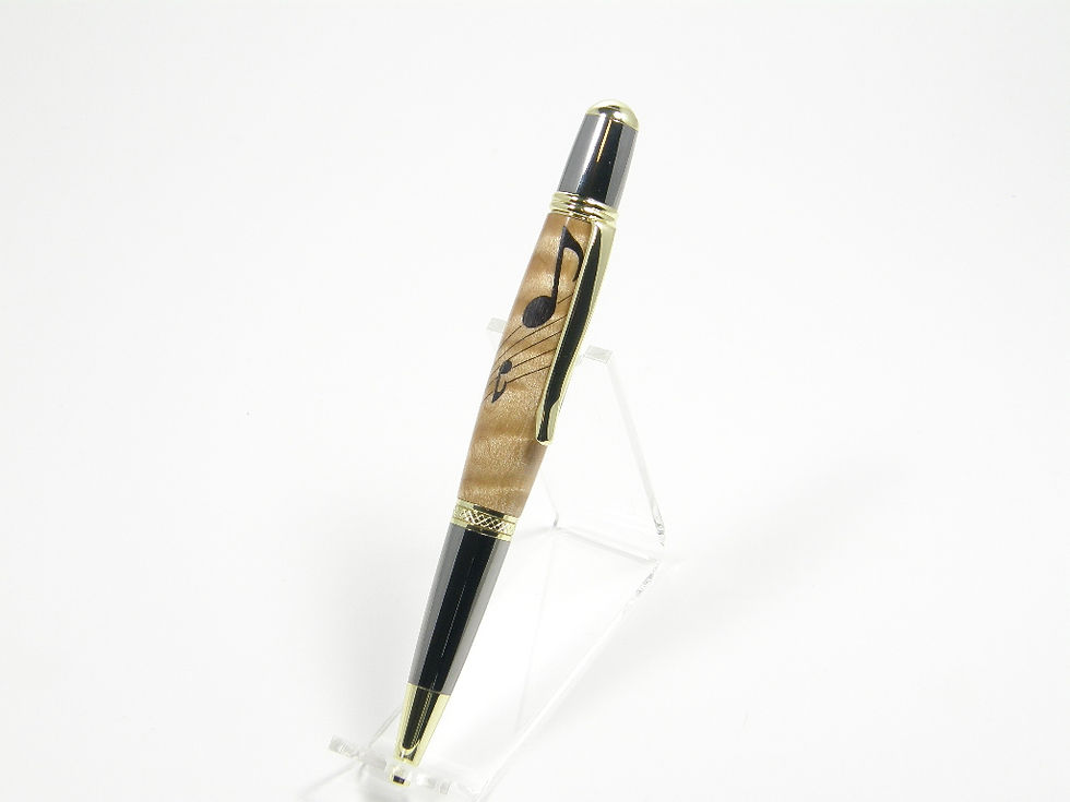 Thumbnail: Manhattan Pen W/ Music Notes Inlay Black Titanium/Gold