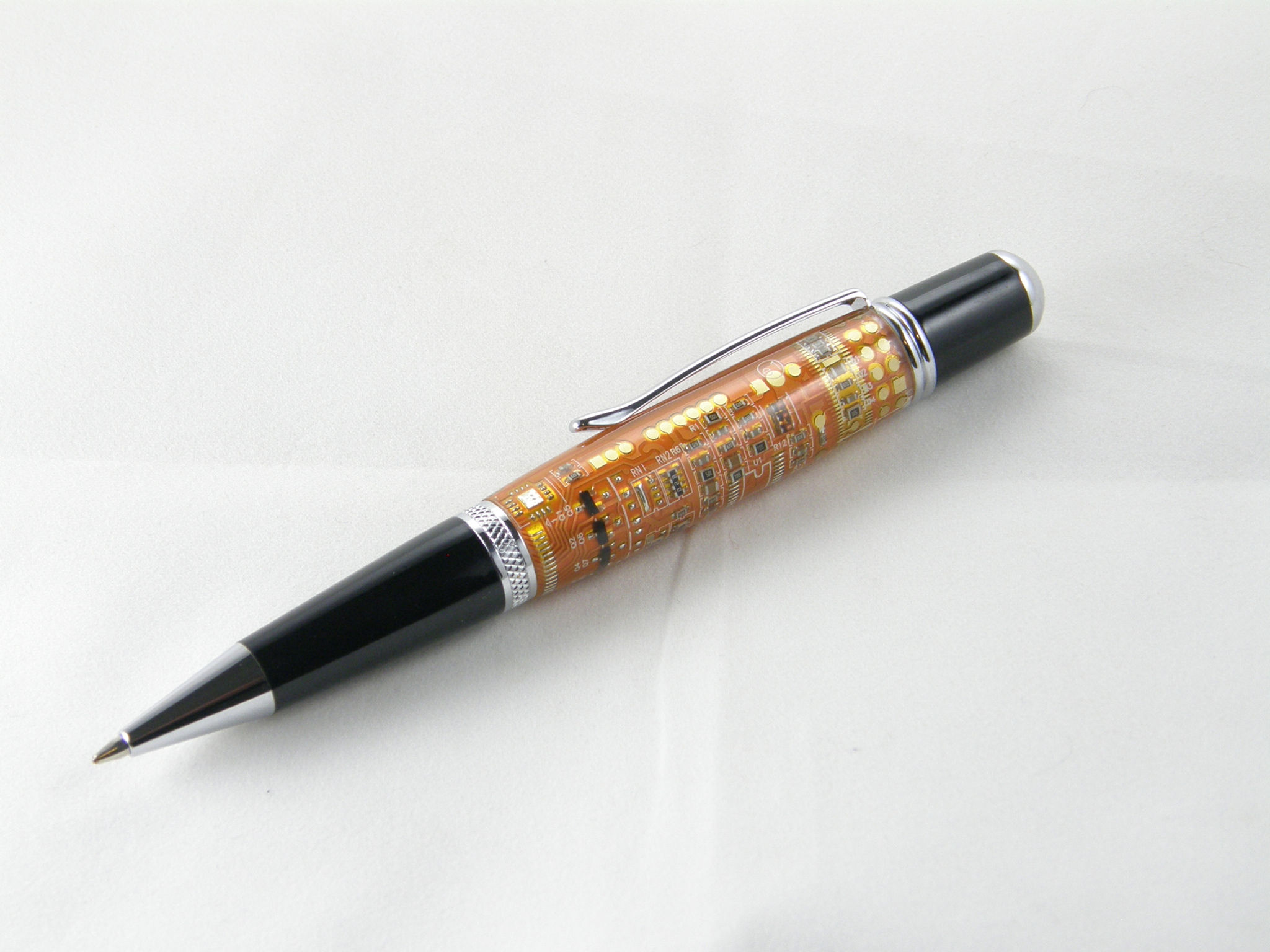 Orange Circuit Board Wall Street III Twist Pen