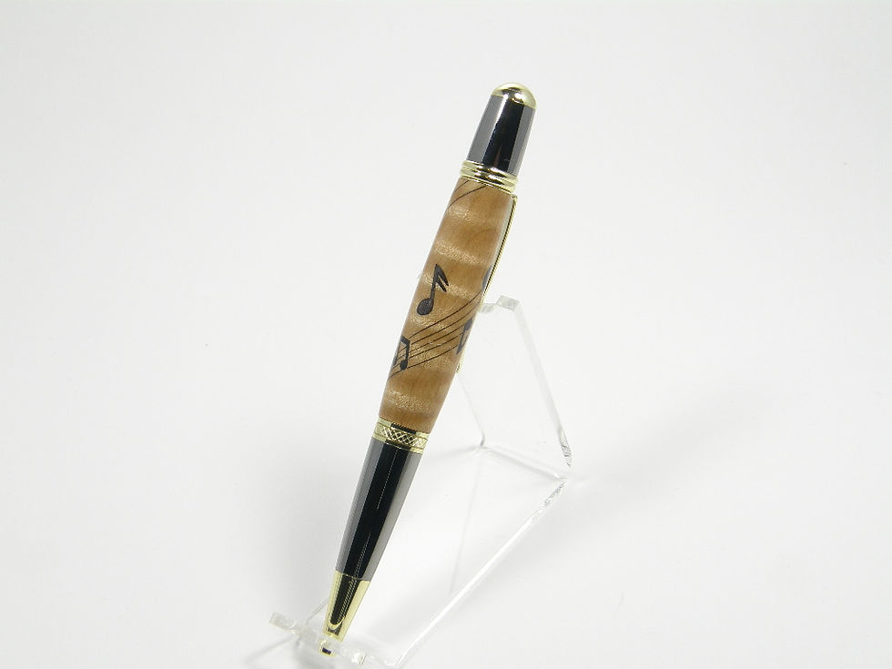 Thumbnail: Manhattan Pen W/ Music Notes Inlay Black Titanium/Gold