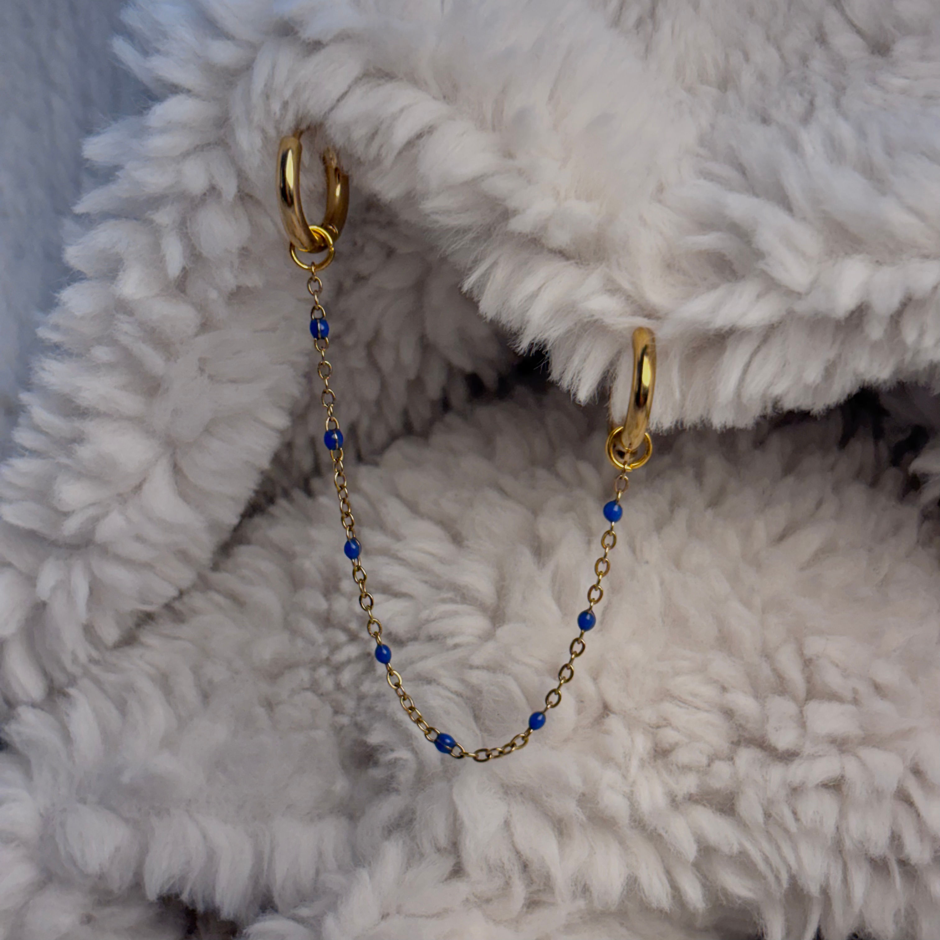 Double Hoop - Blue Enamel Chain