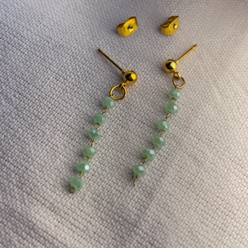 Thumbnail: Dangle Earrings - Light Green Crystal