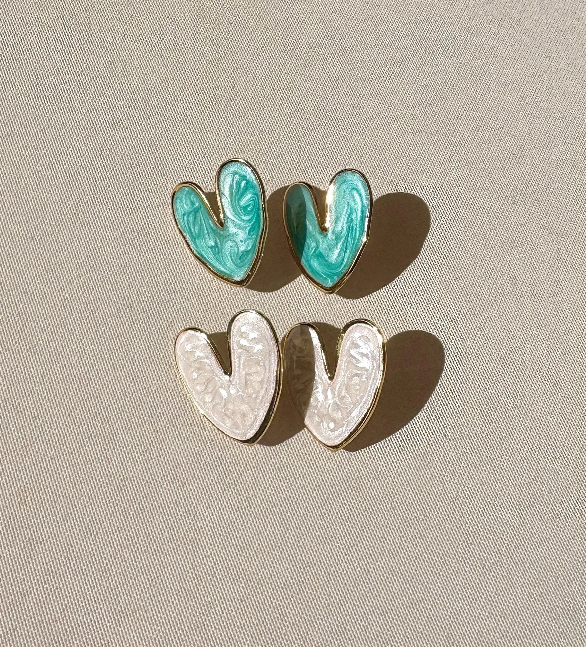 Sparkly Gold Heart Stud Earrings