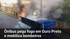 Incêndio em ônibus mobiliza Bombeiros e assusta moradores no bairro Antônio Dias, em Ouro Preto