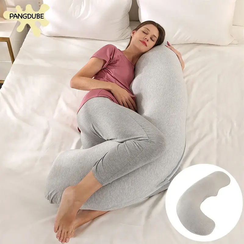 PANGDUBE 1.8KG Cotton J-Shaped Pillow for Pregnant Women Sleeping Pillow Care