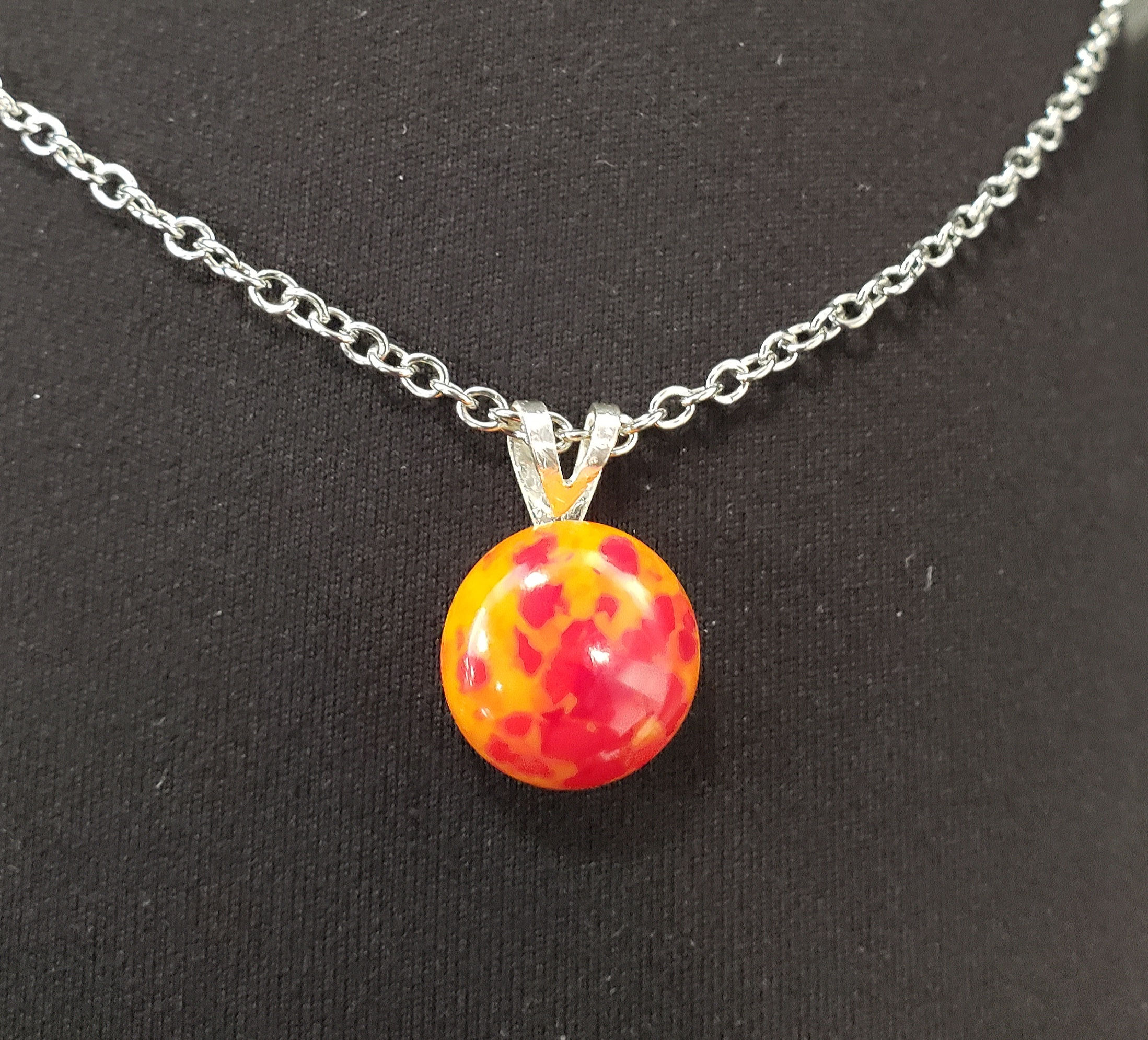 Red & Orange Speckled Dot Necklace