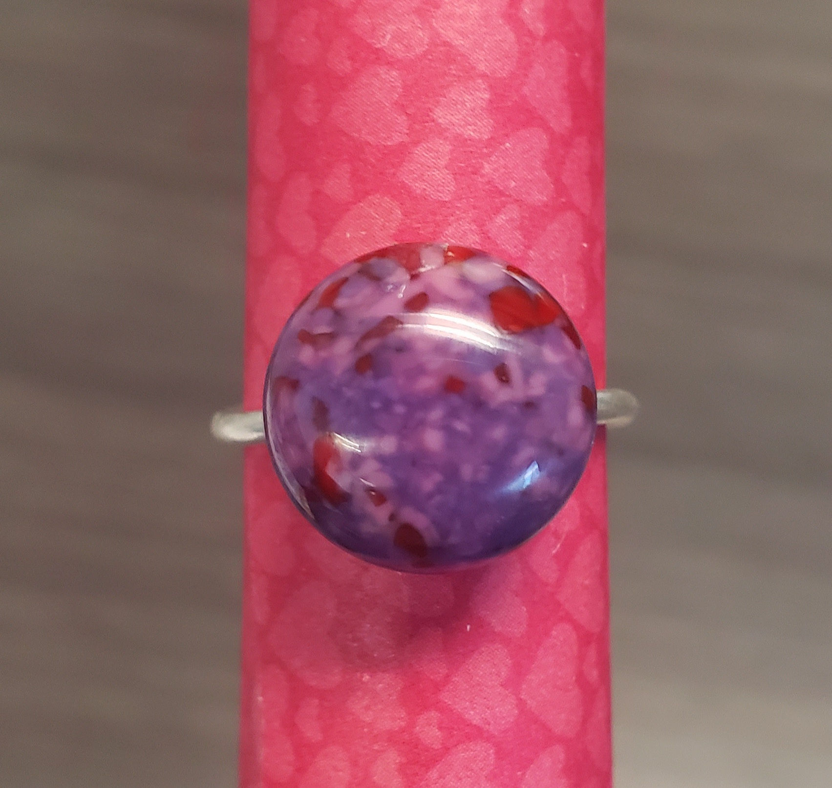 Purple Speckled Glass Ring