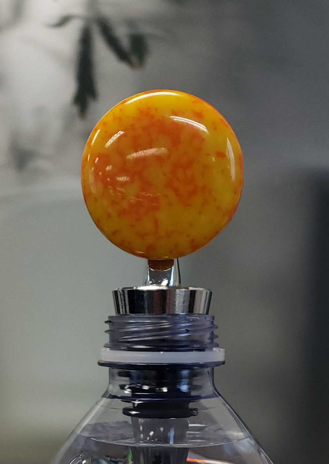 Speckled Orange and Yellow Glass Bottle Stopper