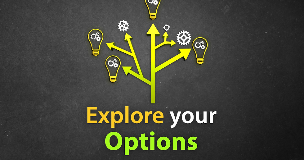 Explore your options concept with arrows pointing in different directions, surrounded by light bulbs, symbolizing multiple ideas and choices.